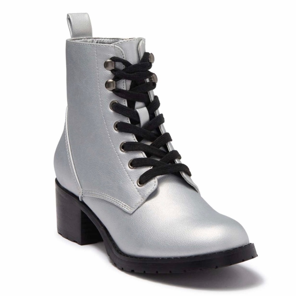 Silver Lace Up Boot